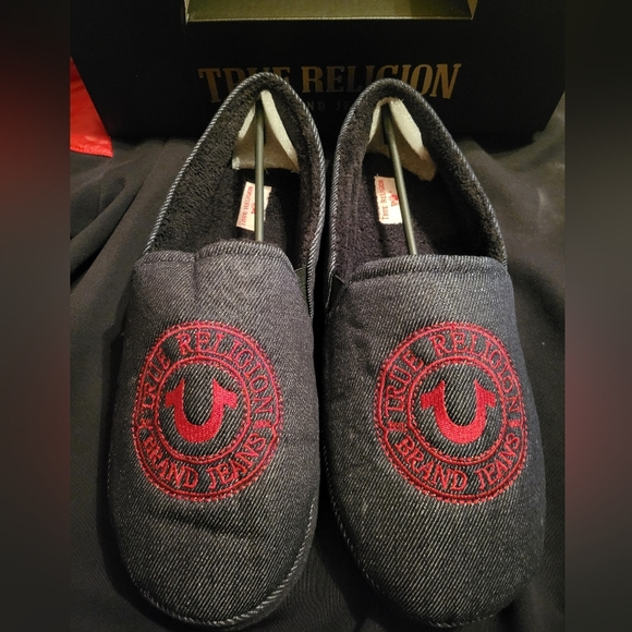 True Religion Dk Indigo Denim Horseshoe Slippers Mens 10 - Picture 2 of 6